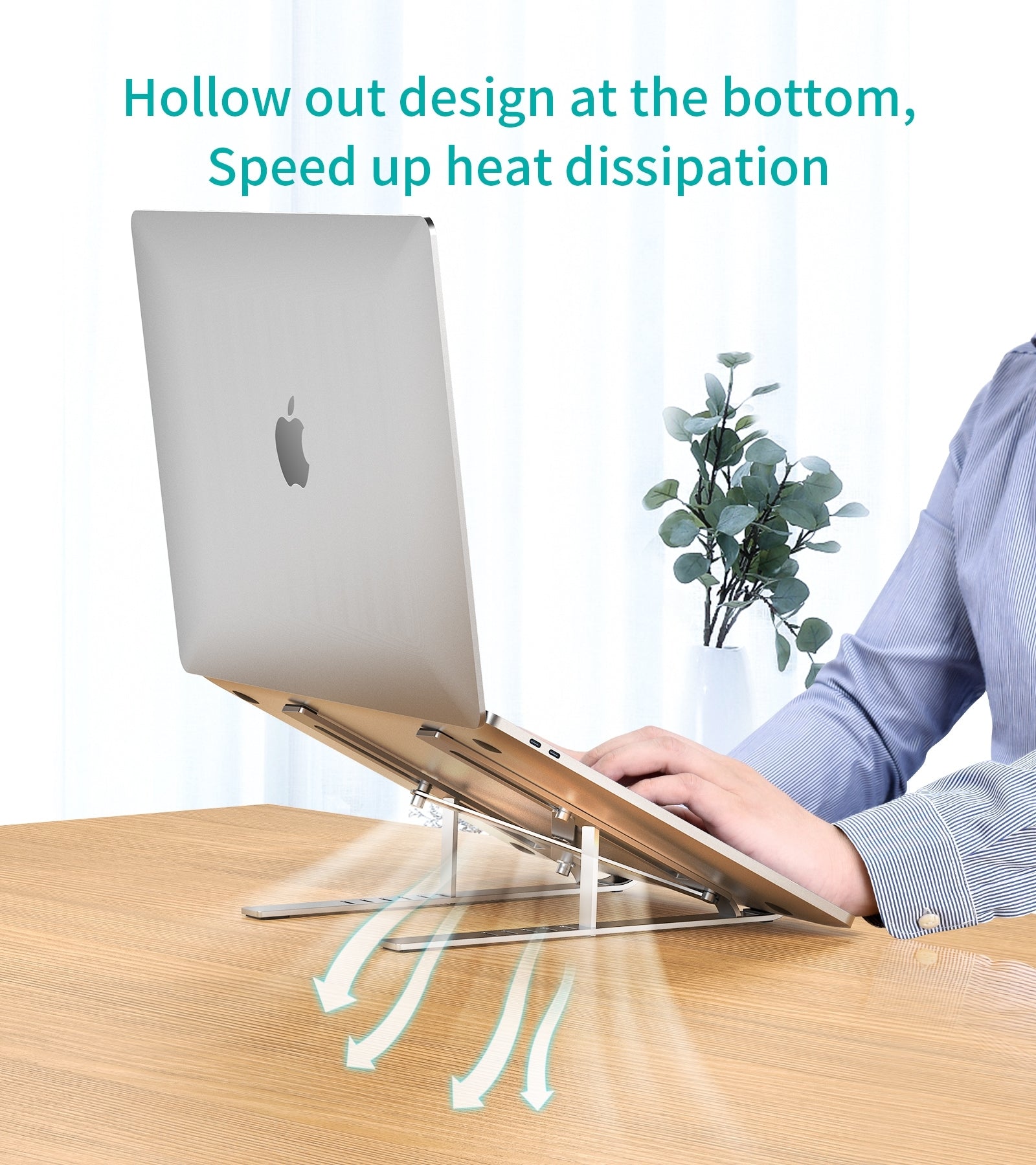 CHOETECH H045-SL Aluminum Foldable Laptop Stand showcasing its sleek design and adjustable features.